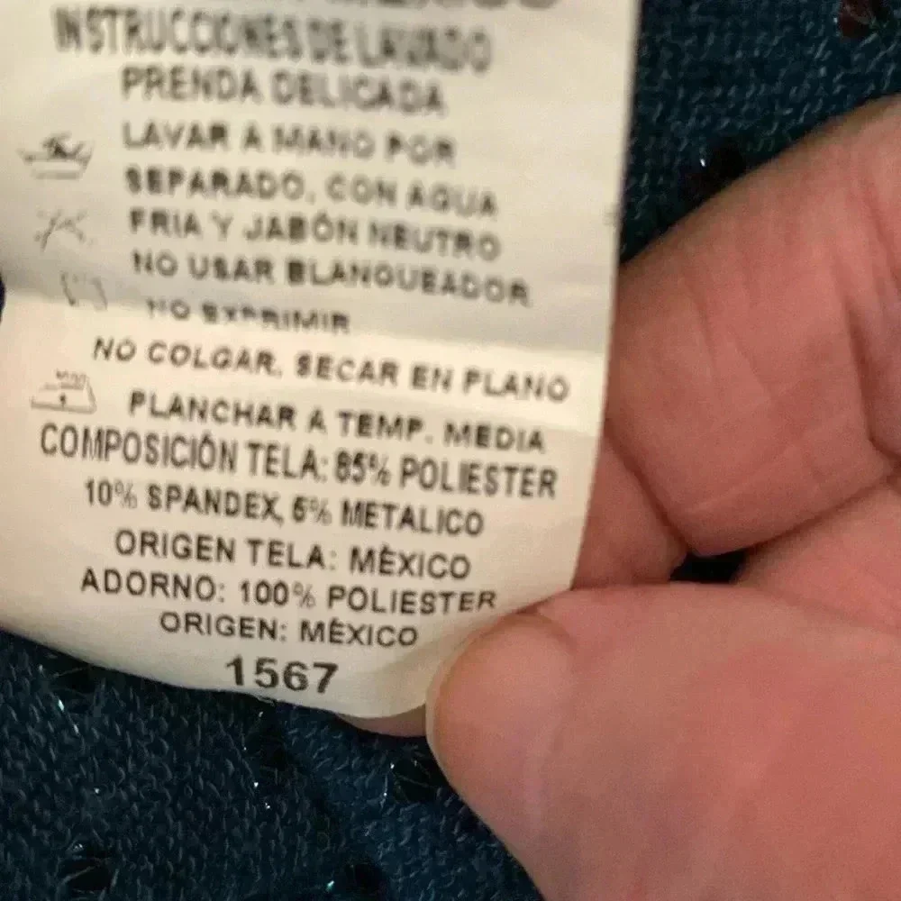 Women's Cardigan Lorenza Blau 36 Uk-US Size L Blue with Glitter & Fringe
